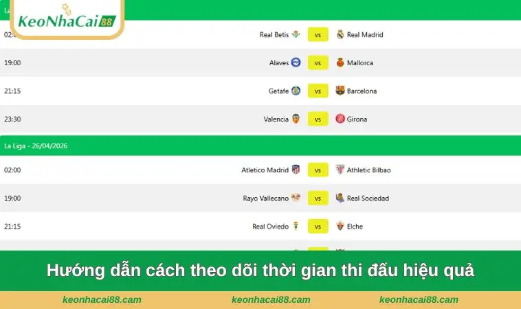 Hướng dẫn cách theo dõi thời gian thi đấu hiệu quả