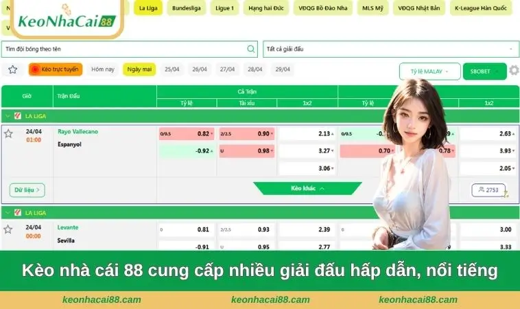 keo nha cai 88 cung cap nhieu giai dau hap dan noi tieng Kèo nhà cái 88 cung cấp nhiều giải đấu hấp dẫn, nổi tiếng