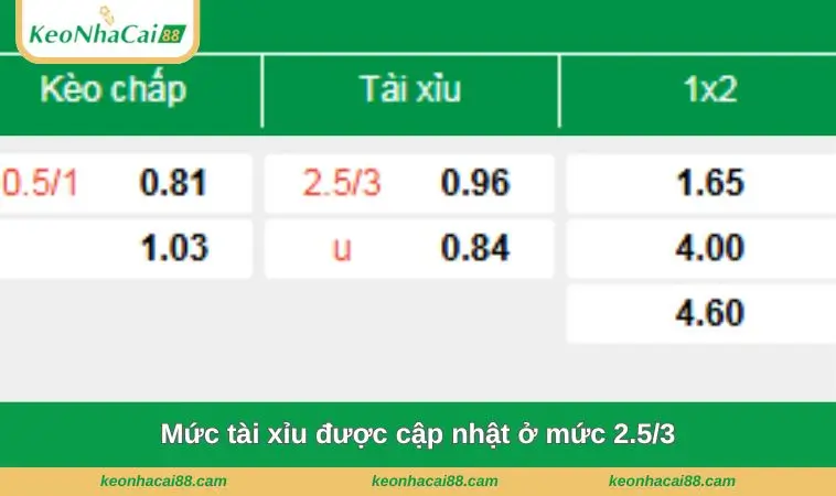 muc tai xiu duoc cap nhat o muc 2.53 Mức tài xỉu được cập nhật ở mức 2.5/3